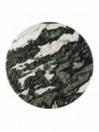 Luxury Green Forest Marble Petal Base Round Coffee Table | Sculptural Natural Stone Center Table