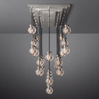 Pearl Carved Inciso Rectangle Chandelier 72"