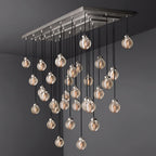 Pearl Carved Inciso Rectangle Chandelier 72"