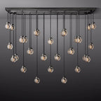 Pearl Carved Inciso Rectangle Chandelier 72"