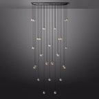 Pearl Carved Inciso Rectangle Chandelier 72"