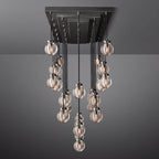 Pearl Carved Inciso Rectangle Chandelier 72"
