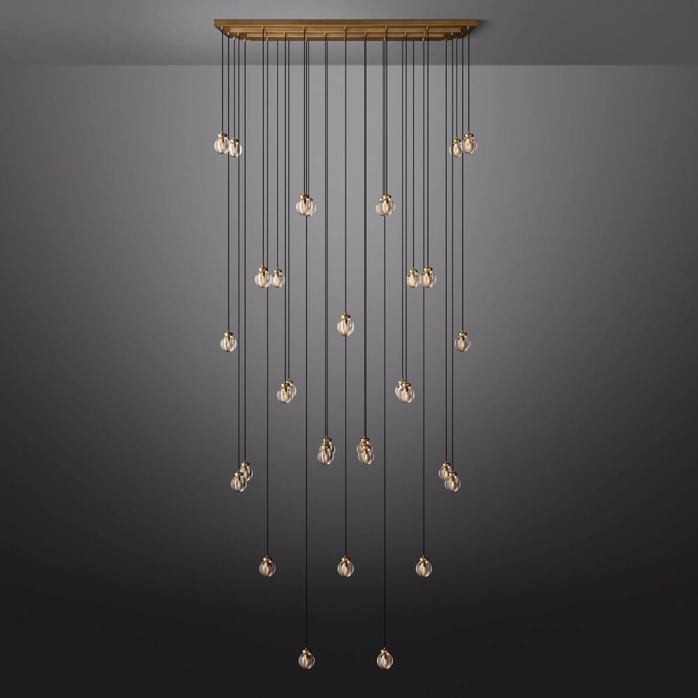 Pearl Carved Inciso Rectangle Chandelier 72"
