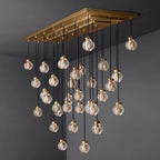 Pearl Carved Inciso Rectangle Chandelier 72"