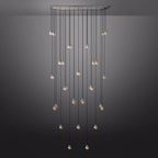Pearl Carved Inciso Rectangle Chandelier 72"