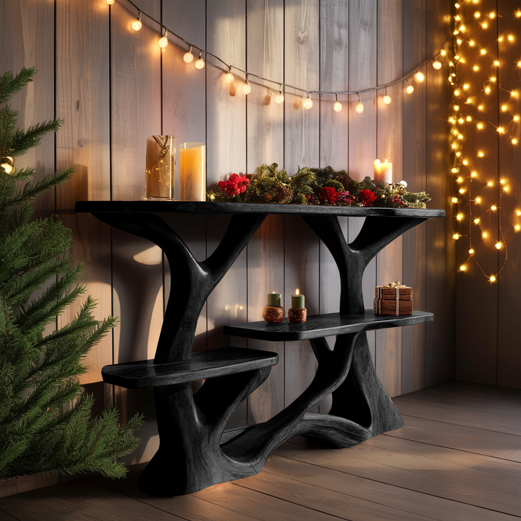 Farmhouse Solid Wood Console Table For Christmas Home Decoration