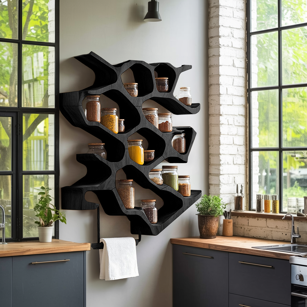 Rustic Entryway Design With Handcrafted Spice Cabinet
