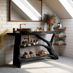 Mid Century Solid Wood Bathroom Vanity For Modern Bathroom Decor