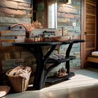Modern Wooden Live Edge Bathroom Vanity For Stylish Furniture Design
