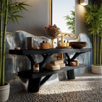 Mid Century Wooden Live Edge Bathroom Vanity For Elegant Bathroom Decor
