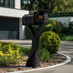 Farmhouse Wooden Sculpture Mailbox For Garden Yard Rustic Accent