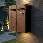 Modern Solid Wood Sculpture Mailbox For Outdoor Rustic Patio Design