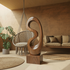 Rustic Solid Wood Abstract Statue For Interior Design