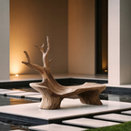 Mid Century Branch Bench Outdoor Seating For Timeless Patio Comfort