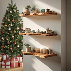 Handcrafted Solid Wood Floating Shelf For Living Room Xmas Decor