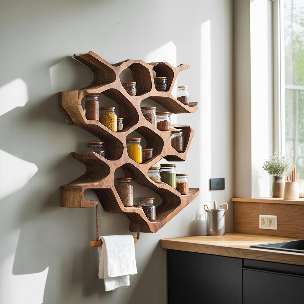 Rustic Entryway Design With Handcrafted Spice Cabinet