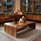 Mid Century Handcrafted Wooden Coffee Table For Christmas Entryway