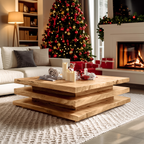 Rustic Wooden Live Edge Coffee Table For Christmas Living Room
