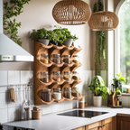 Wooden Kitchen Cabinet Organizer Rustic Style Decor