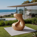 Handcrafted Solid Wood Abstract Sculpture For Entryway