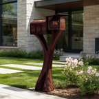 Farmhouse Wooden Sculpture Mailbox For Garden Yard Rustic Accent