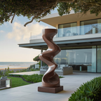 Rustic Solid Wood Abstract Sculpture For Patio Design