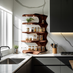 Rustic Kitchen Decor Wooden Spice Storage Shelf