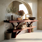Mid Century Wooden Live Edge Bathroom Vanity For Elegant Bathroom Decor