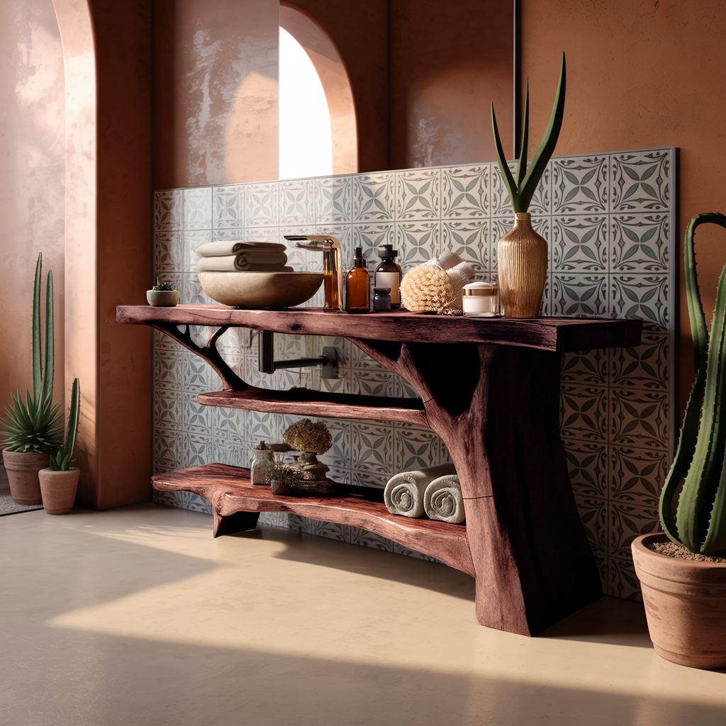 Modern Wooden Live Edge Bathroom Vanity For Stylish Bathroom Design
