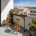 Rustic Live Edge Balcony Bar Table For Rail Mount Patio Or Apartment Deck