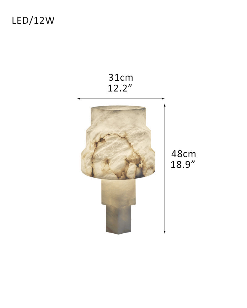 Nature Inspired Cylinder White Alabaster Short Table Lamp 8in for bedroom