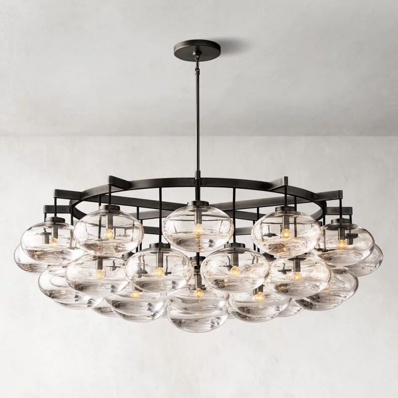 Cabrette Float Glass Round Chandelier 60"