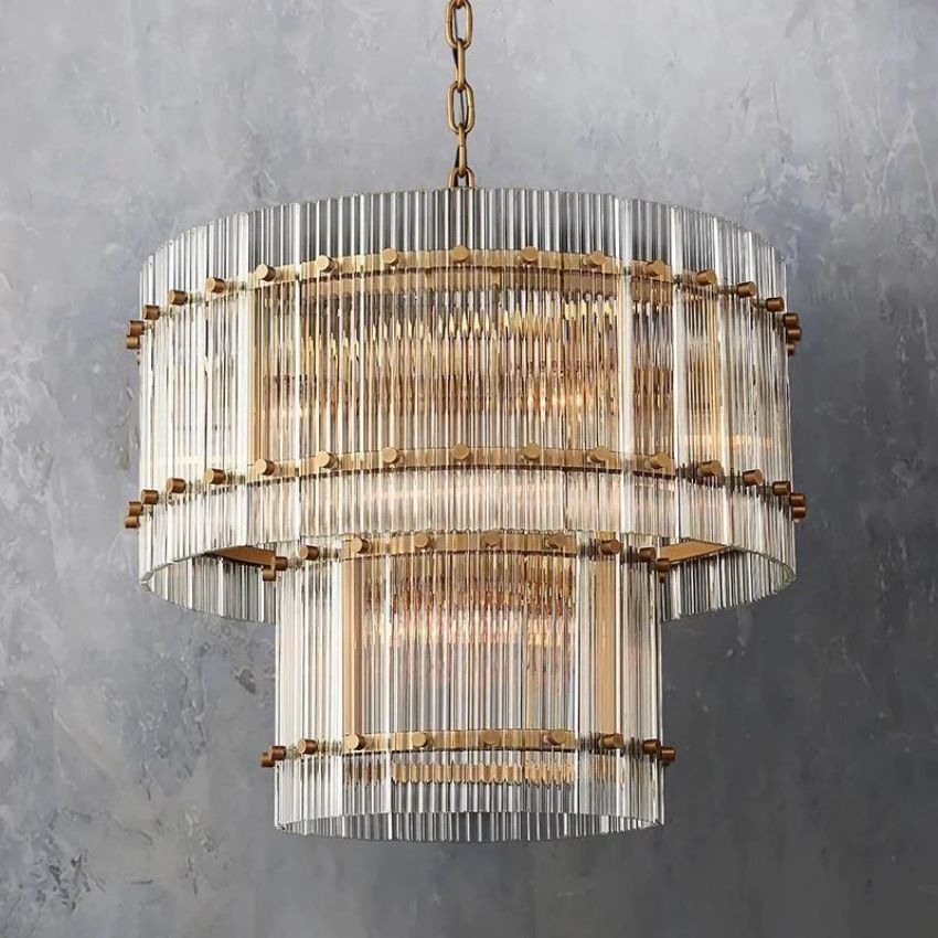 San Marco Vintage Glass Two-Tier Round Chandelier 22"