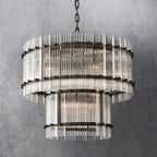 San Marco Vintage Glass Two-Tier Round Chandelier 22"