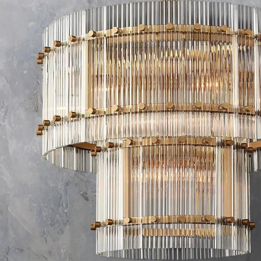 San Marco Vintage Glass Two-Tier Round Chandelier 22"