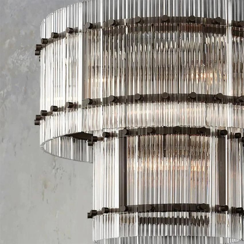 San Marco Vintage Glass Two-Tier Round Chandelier 22"