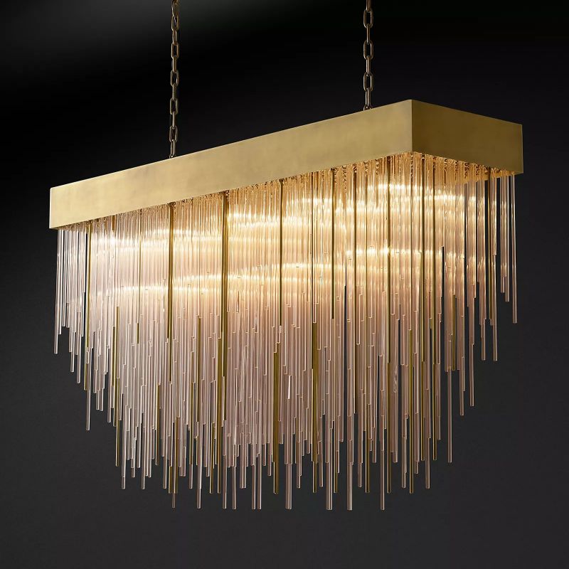 Cascada Stacked Prism Rectangular Chandelier 54"