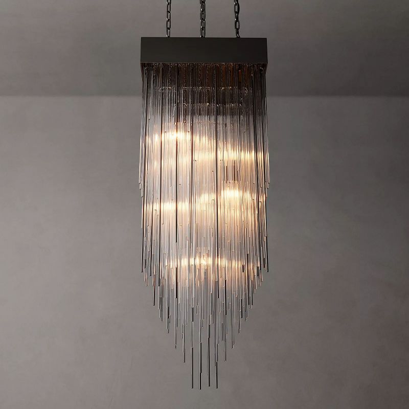 Cascada Stacked Prism Square Chandelier 21"