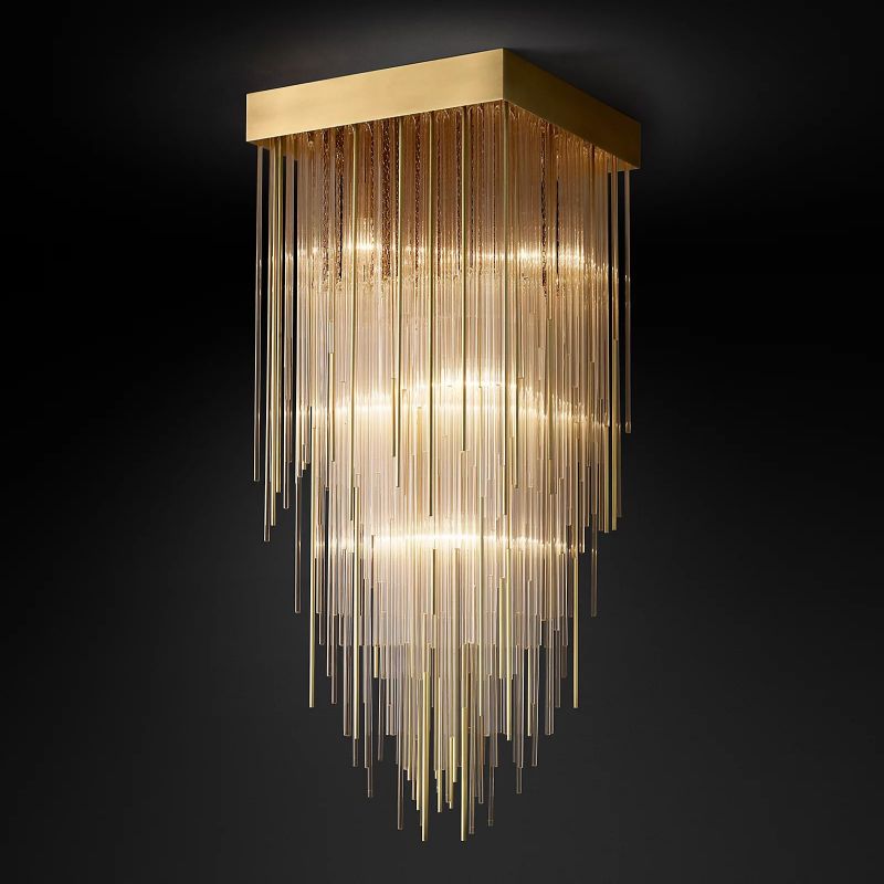 Cascada Stacked Prism Square Chandelier 21"