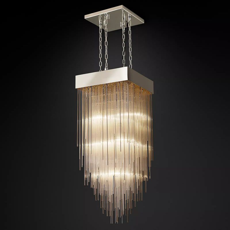 Cascada Stacked Prism Square Chandelier 21"