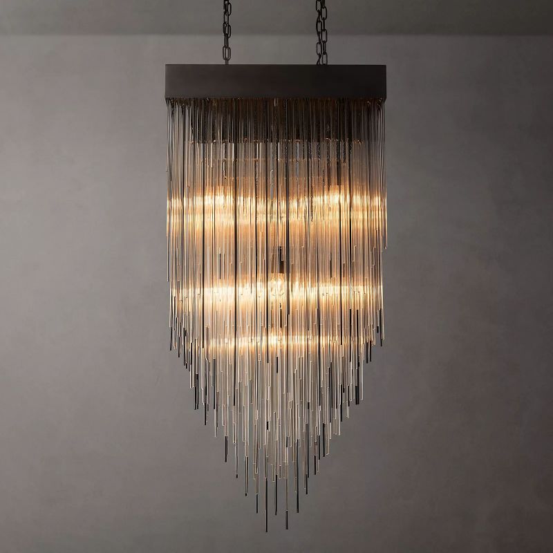 Cascada Stacked Prism Square Chandelier 30"