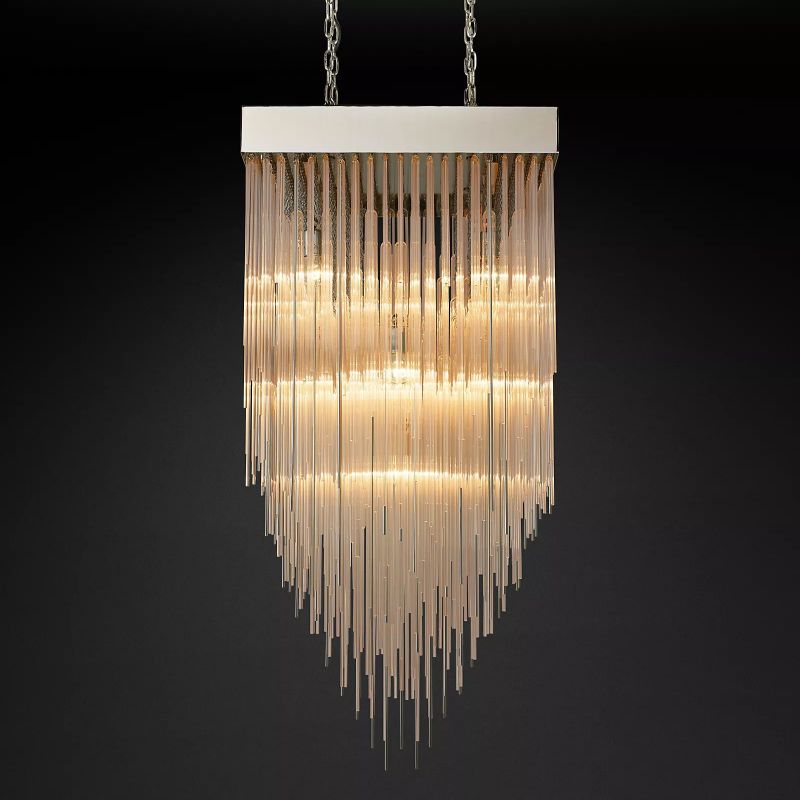 Cascada Stacked Prism Square Chandelier 30"