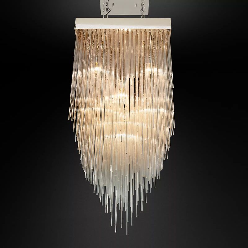 Cascada Stacked Prism Square Chandelier 30"