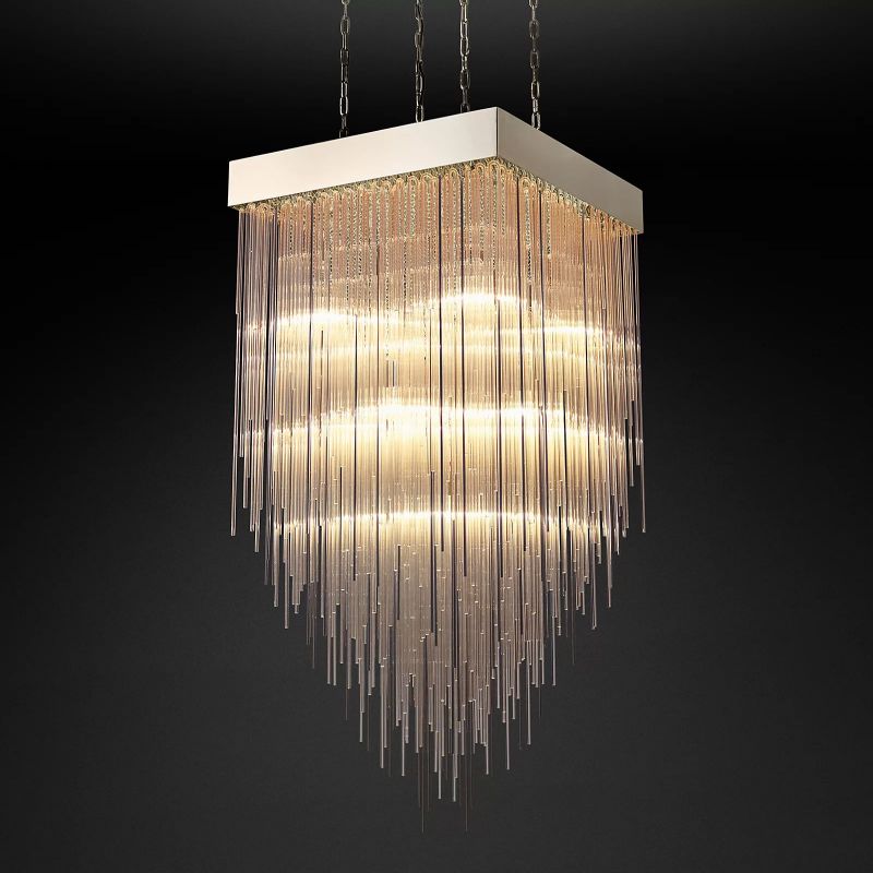 Cascada Stacked Prism Square Chandelier 30"