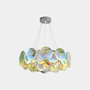 Murano Glass Disc Chandelier, Pink / Green