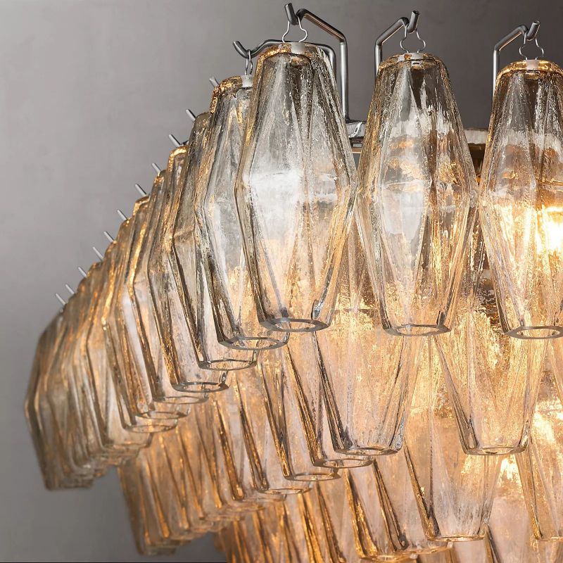 Chiara Murano Glass Tiered Rectangular Chandelier 74"