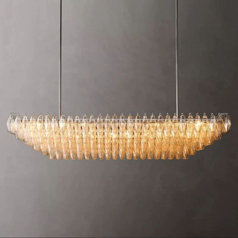Chiara Murano Glass Tiered Rectangular Chandelier 74"