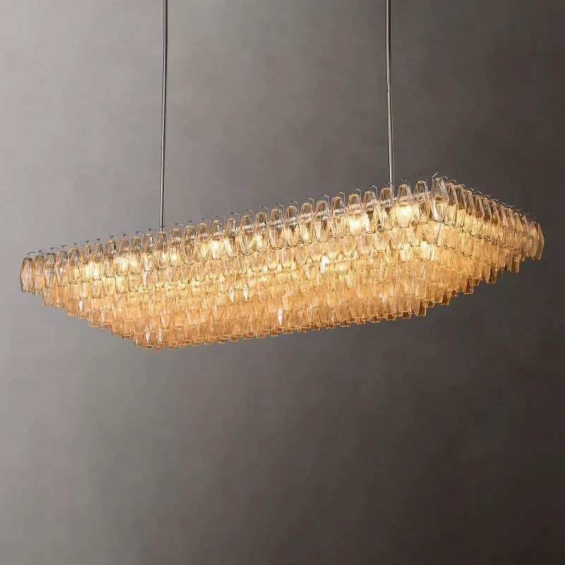 Chiara Murano Glass Tiered Rectangular Chandelier 74"