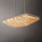 Chiara Murano Glass Tiered Rectangular Chandelier 54"