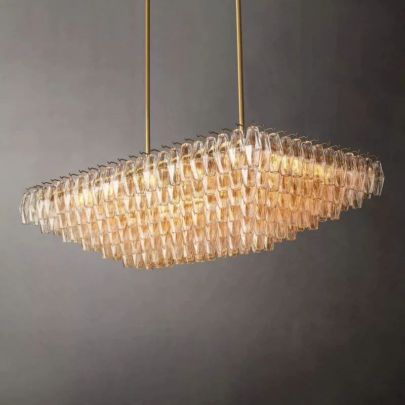 Chiara Murano Glass Tiered Rectangular Chandelier 54"